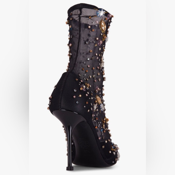 Alexander McQueen Crystal Embellished Mesh 90mm Stiletto Boots - Picture 2 of 14